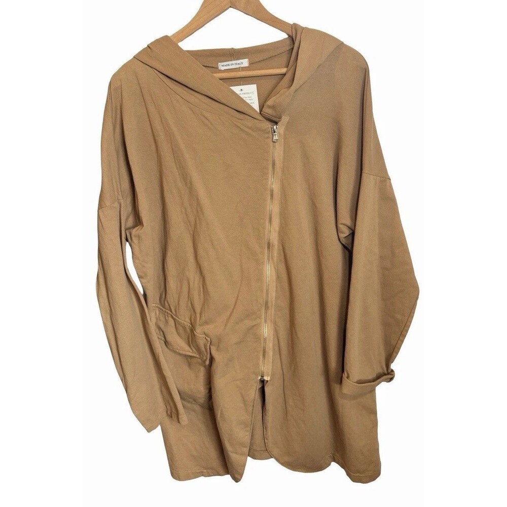 Catherine Lillywhite's Jana Hoodie Made in Italy Camel Tan OS XL Lagenlook NEW
